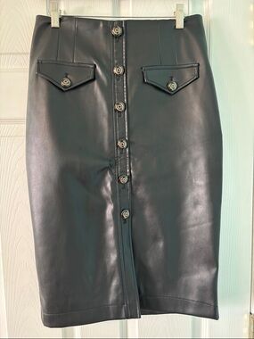 White House Black Market Black Faux Leather Skirt